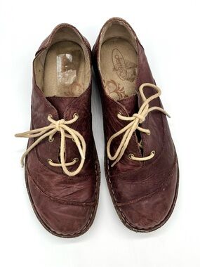 Aetrex Kerry Brown Leather Lace-Up Oxford Shoes w Mini Wedge Women’s Size 7.5-8